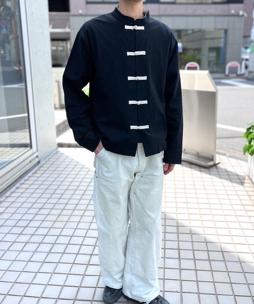 yield(イールド)の「【yield select】KUNG-FU SHIRT カンフーシャツ チャイナシャツ キレイめ 無地 長袖(シャツ/ブラウス・メンズ・ミント/ブラック・L/M/XXL/XL/S)」の5枚目の写真
