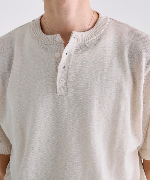 Adoon plain(アドーンプレーン)の「MELANGE HENRY NECK SUMMER KNIT / メランジヘンリーネックサマーニットT(Tシャツ/カットソー・メンズ・チャコールグレー/ライトブルー/アイボリー・LARGE/MEDIUM)」の20枚目の写真