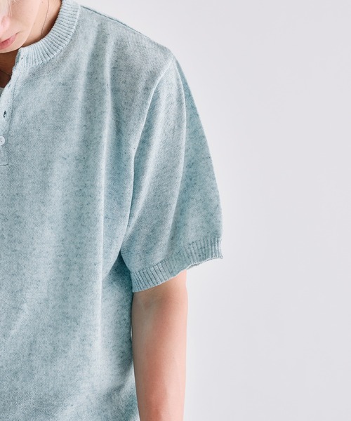 Adoon plain(アドーンプレーン)の「MELANGE HENRY NECK SUMMER KNIT / メランジヘンリーネックサマーニットT(Tシャツ/カットソー・メンズ・チャコールグレー/ライトブルー/アイボリー・LARGE/MEDIUM)」の17枚目の写真