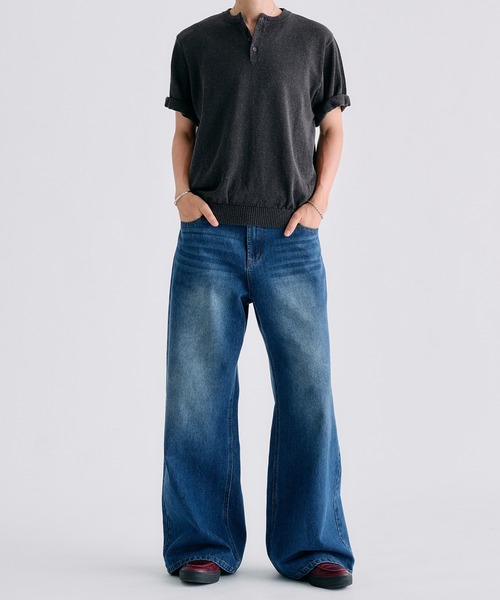 Adoon plain(アドーンプレーン)の「MELANGE HENRY NECK SUMMER KNIT / メランジヘンリーネックサマーニットT(Tシャツ/カットソー・メンズ・チャコールグレー/ライトブルー/アイボリー・LARGE/MEDIUM)」の22枚目の写真