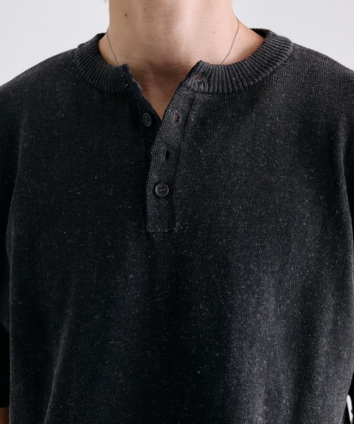 Adoon plain(アドーンプレーン)の「MELANGE HENRY NECK SUMMER KNIT / メランジヘンリーネックサマーニットT(Tシャツ/カットソー・メンズ・チャコールグレー/ライトブルー/アイボリー・LARGE/MEDIUM)」の12枚目の写真