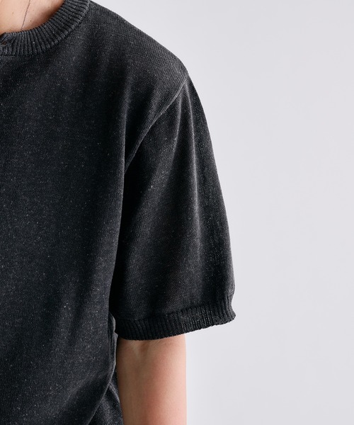 Adoon plain(アドーンプレーン)の「MELANGE HENRY NECK SUMMER KNIT / メランジヘンリーネックサマーニットT(Tシャツ/カットソー・メンズ・チャコールグレー/ライトブルー/アイボリー・LARGE/MEDIUM)」の13枚目の写真