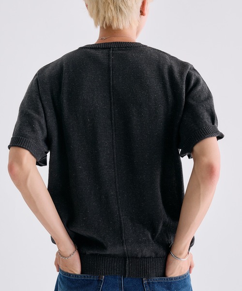 Adoon plain(アドーンプレーン)の「MELANGE HENRY NECK SUMMER KNIT / メランジヘンリーネックサマーニットT(Tシャツ/カットソー・メンズ・チャコールグレー/ライトブルー/アイボリー・LARGE/MEDIUM)」の10枚目の写真