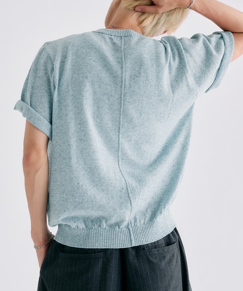 Adoon plain(アドーンプレーン)の「MELANGE HENRY NECK SUMMER KNIT / メランジヘンリーネックサマーニットT(Tシャツ/カットソー・メンズ・チャコールグレー/ライトブルー/アイボリー・LARGE/MEDIUM)」の6枚目の写真