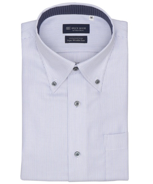 TOKYO SHIRTS(トウキョウシャツ)の「【超形態安定】【接触冷感】 形態安定ノンアイロン ボタンダウン 半袖ビジネスワイシャツ(ビジネスシャツ・メンズ・ブルー・首回り42cm/首回り43cm/首回り41cm/首回り39cm/首回り37cm)」の1枚目の写真