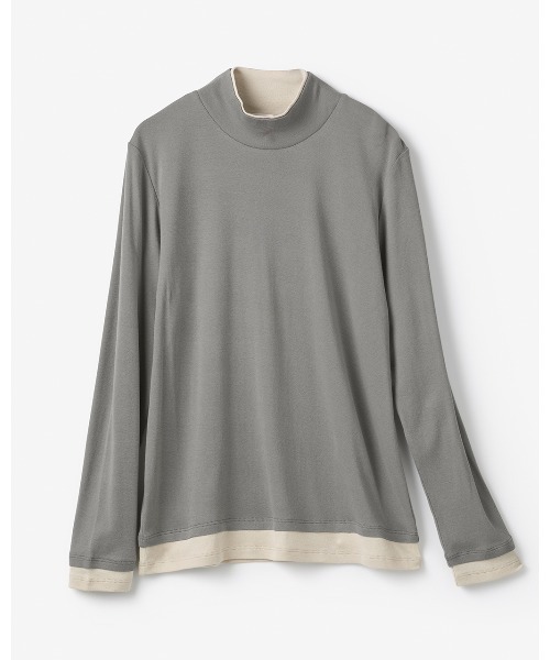 DoCLASSE（ ドゥクラッセ）の「コットンガーゼ・配色ハイネック／長袖（Tシャツ/カットソー・レディース・グレー/モカ/コーラル/ライトグレー/ライトブルー/イエロー・M/LL/L/S/3L）」の7枚目の写真
