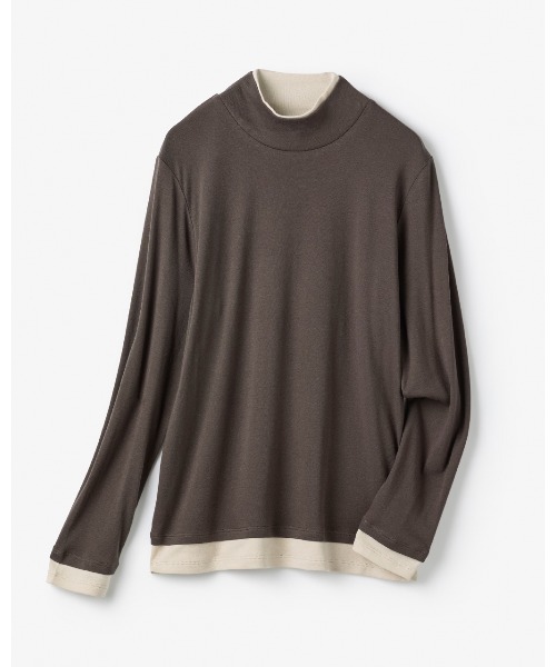 DoCLASSE（ ドゥクラッセ）の「コットンガーゼ・配色ハイネック／長袖（Tシャツ/カットソー・レディース・グレー/モカ/コーラル/ライトグレー/ライトブルー/イエロー・M/LL/L/S/3L）」の19枚目の写真