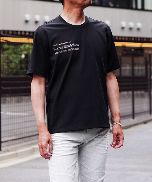 NICOLE selection（ニコルセレクション）の「メタルジェルプリント半袖Tシャツ（Tシャツ/カットソー・メンズ・ボルドー/ホワイト/ブラック・M/L/XL）」の3枚目の写真