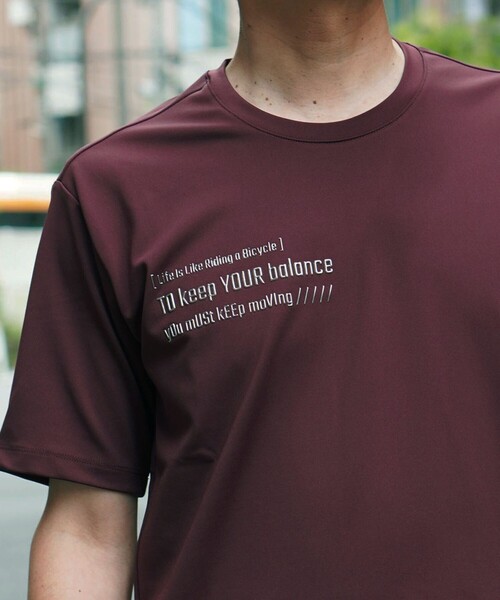 NICOLE selection（ニコルセレクション）の「メタルジェルプリント半袖Tシャツ（Tシャツ/カットソー・メンズ・ボルドー/ホワイト/ブラック・M/L/XL）」の5枚目の写真