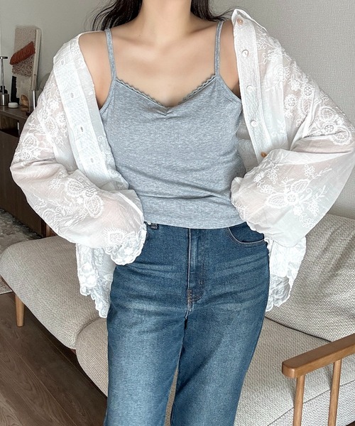 Cham.（チャム）の「アソートカップ付きキャミソール（Tシャツ/カットソー・レディース・ホワイト/ライトグレー/ブラック/グレー/ホワイト×ブラック・FREE）」の6枚目の写真