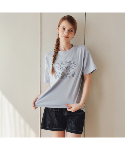 ZEROSTREET（ゼロストリート）の「[2カラー] エンジェル半袖Tシャツ（Tシャツ/カットソー・レディース・Lilac/Cream・SMALL/LARGE）」の2枚目の写真