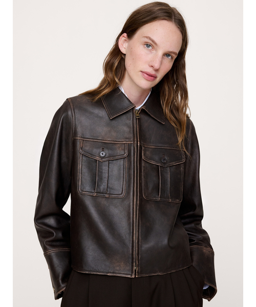 Banana Republic(バナナリパブリック)の「ディストレス レザージャケット(その他アウター・レディース・ブラウン・XS/S/M/L)」の3枚目の写真