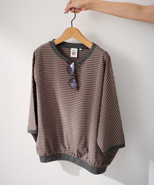FRAMeWORK(フレームワーク)の「STAR&STRIPE 別注ドルマンスリーブマルチボーダーT(Tシャツ/カットソー・レディース・スミクロ/サックスブルー/ブラウン・FREE)」の10枚目の写真