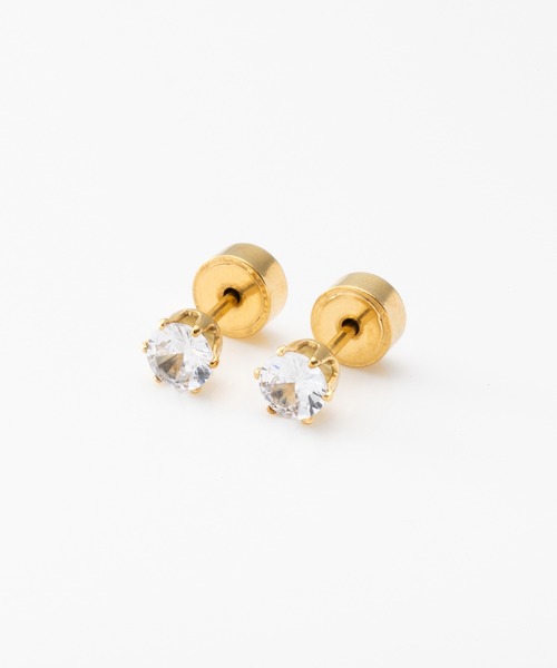 Cream dot.(クリームドット)の「【サージカルステンレス】選べる3サイズのステンレス製プッシュロックピアス(ピアス(両耳用)・レディース・シルバー/ゴールド/ピンクゴールド・#5/#3/#4)」の5枚目の写真