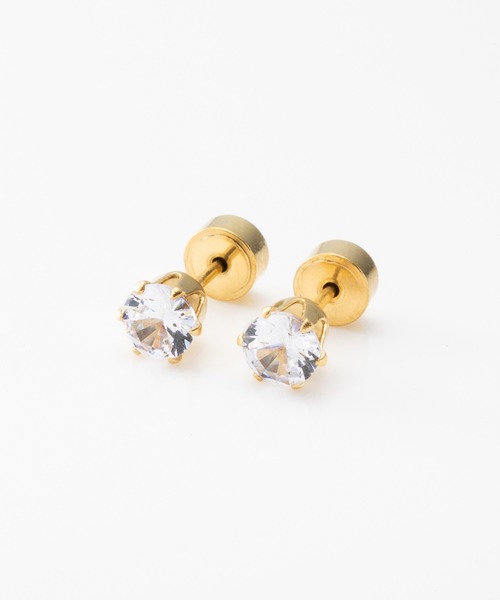 Cream dot.(クリームドット)の「【サージカルステンレス】選べる3サイズのステンレス製プッシュロックピアス(ピアス(両耳用)・レディース・シルバー/ゴールド/ピンクゴールド・#5/#3/#4)」の6枚目の写真