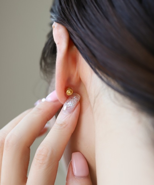 Cream dot.(クリームドット)の「【サージカルステンレス】選べる3サイズのステンレス製プッシュロックピアス(ピアス(両耳用)・レディース・シルバー/ゴールド/ピンクゴールド・#5/#3/#4)」の14枚目の写真