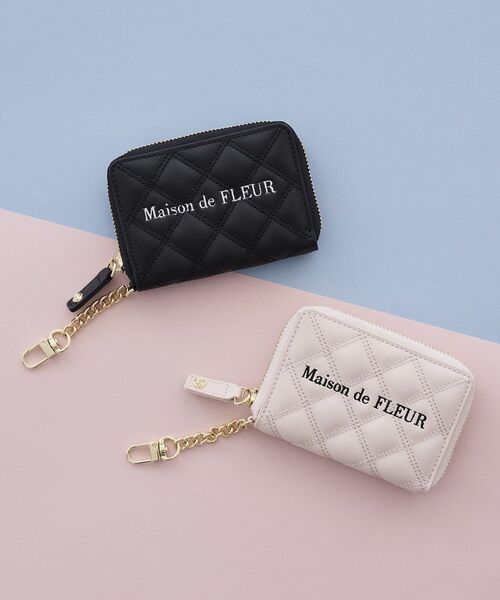 Maison de FLEUR(メゾンドフルール)の「スクエアキルティングコインケース(コインケース・レディース・ピンク/ブラック・FREE)」の3枚目の写真