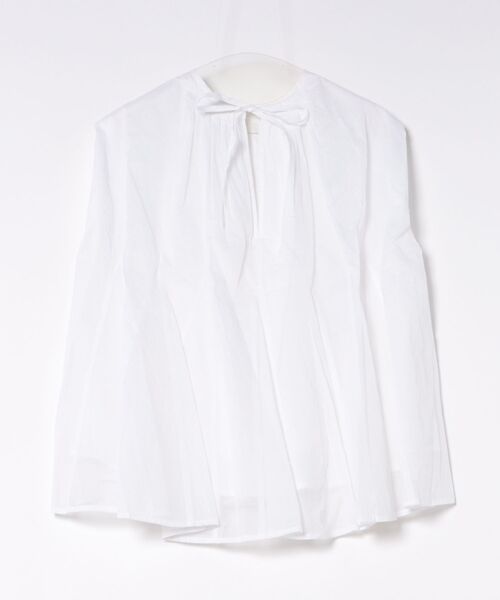 Marilyn Moon(マリリンムーン)の「sheer starched cotton godet blouse(シャツ/ブラウス・レディース・オフホワイト/ブラック/オリーブ・FREE)」の4枚目の写真