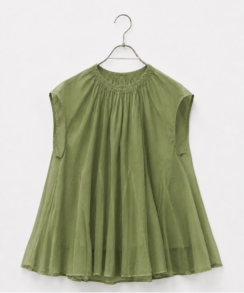 Marilyn Moon(マリリンムーン)の「sheer starched cotton godet blouse(シャツ/ブラウス・レディース・オフホワイト/ブラック/オリーブ・FREE)」の3枚目の写真