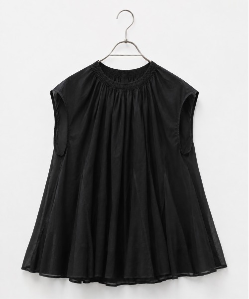 Marilyn Moon(マリリンムーン)の「sheer starched cotton godet blouse(シャツ/ブラウス・レディース・オフホワイト/ブラック/オリーブ・FREE)」の2枚目の写真