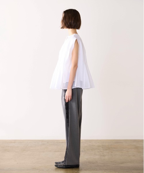 Marilyn Moon(マリリンムーン)の「sheer starched cotton godet blouse(シャツ/ブラウス・レディース・オフホワイト/ブラック/オリーブ・FREE)」の13枚目の写真