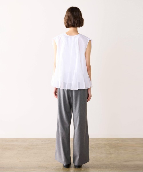 Marilyn Moon(マリリンムーン)の「sheer starched cotton godet blouse(シャツ/ブラウス・レディース・オフホワイト/ブラック/オリーブ・FREE)」の14枚目の写真