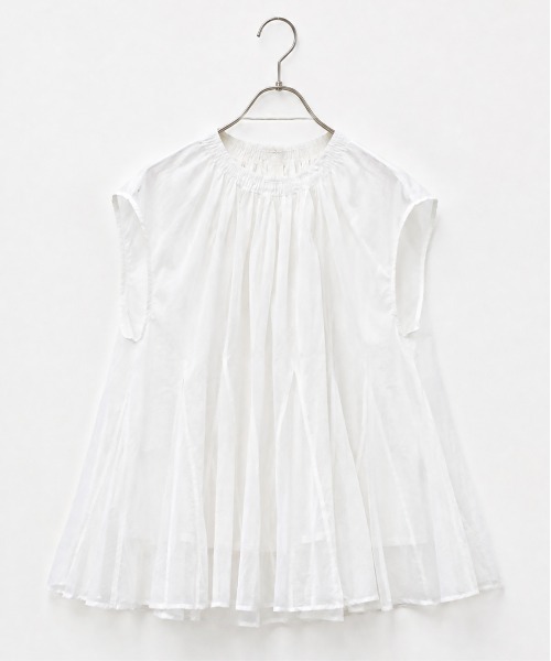 Marilyn Moon(マリリンムーン)の「sheer starched cotton godet blouse(シャツ/ブラウス・レディース・オフホワイト/ブラック/オリーブ・FREE)」の15枚目の写真