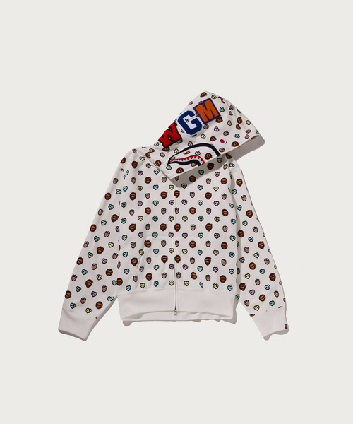 A BATHING APE（アベイシングエイプ）の「MILOGRAM SWEETS PATTERN SHARK FULL ZIP HOODIE（パーカー・レディース・ホワイト/ブラウン・SMALL/MEDIUM）」の2枚目の写真