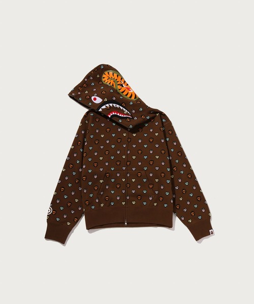 A BATHING APE（アベイシングエイプ）の「MILOGRAM SWEETS PATTERN SHARK FULL ZIP HOODIE（パーカー・レディース・ホワイト/ブラウン・SMALL/MEDIUM）」の4枚目の写真