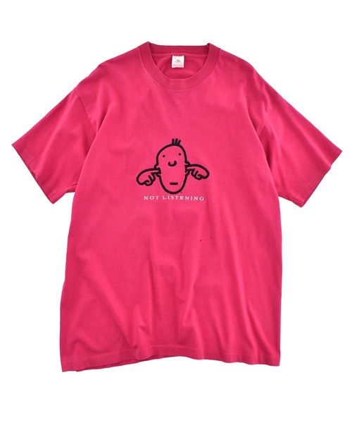 VINTAGE(ヴィンテージ)の「【USED】90’s Fruit of the Loom ”NOT LISTENING” アート Tシャツ USA製(Tシャツ/カットソー・メンズ・ピンク・X-LARGE)」の1枚目の写真