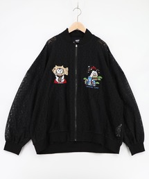 ScoLar | 362126:招きタイネコ×はんなりクマ 刺繍レースブルゾン(ブルゾン)