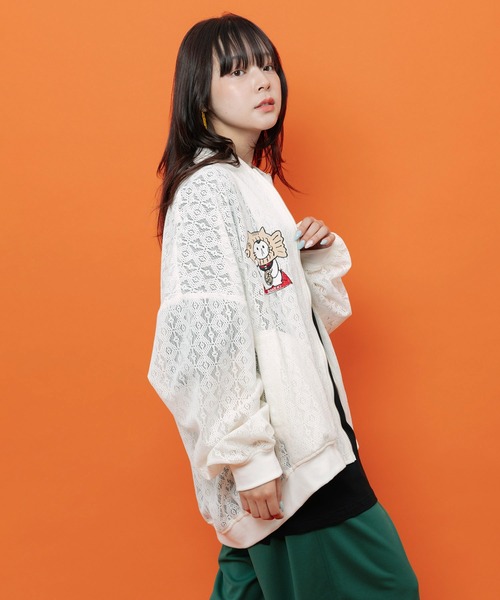 ScoLar(スカラー)の「362126:招きタイネコ×はんなりクマ 刺繍レースブルゾン(ブルゾン・レディース・ブラック/アイボリー・M)」の14枚目の写真