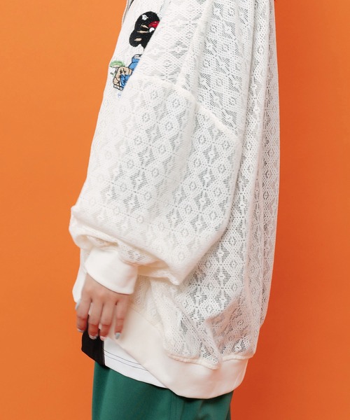 ScoLar(スカラー)の「362126:招きタイネコ×はんなりクマ 刺繍レースブルゾン(ブルゾン・レディース・ブラック/アイボリー・M)」の17枚目の写真