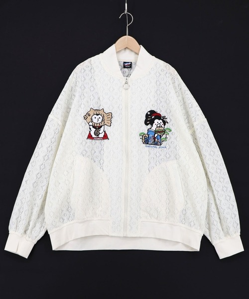 ScoLar(スカラー)の「362126:招きタイネコ×はんなりクマ 刺繍レースブルゾン(ブルゾン・レディース・ブラック/アイボリー・M)」の19枚目の写真