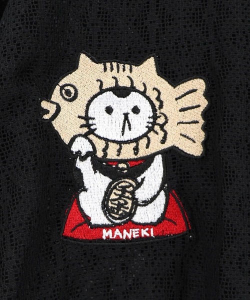 ScoLar(スカラー)の「362126:招きタイネコ×はんなりクマ 刺繍レースブルゾン(ブルゾン・レディース・ブラック/アイボリー・M)」の5枚目の写真