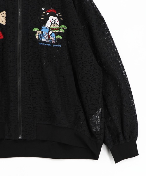 ScoLar(スカラー)の「362126:招きタイネコ×はんなりクマ 刺繍レースブルゾン(ブルゾン・レディース・ブラック/アイボリー・M)」の8枚目の写真
