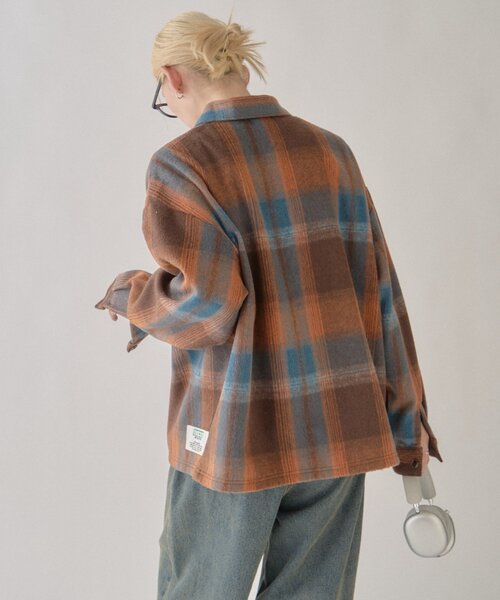 DISCUS（ディスカス）の「【DISCUS】別注シャギーチェックオーバーシャツジャケット（シャツ/ブラウス・レディース・オレンジ/ピンク/ブラック/グリーン・LARGE/MEDIUM）」の17枚目の写真