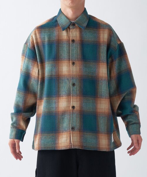 DISCUS（ディスカス）の「【DISCUS】別注シャギーチェックオーバーシャツジャケット（シャツ/ブラウス・レディース・オレンジ/ピンク/ブラック/グリーン・LARGE/MEDIUM）」の5枚目の写真