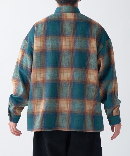 DISCUS（ディスカス）の「【DISCUS】別注シャギーチェックオーバーシャツジャケット（シャツ/ブラウス・レディース・オレンジ/ピンク/ブラック/グリーン・LARGE/MEDIUM）」の7枚目の写真