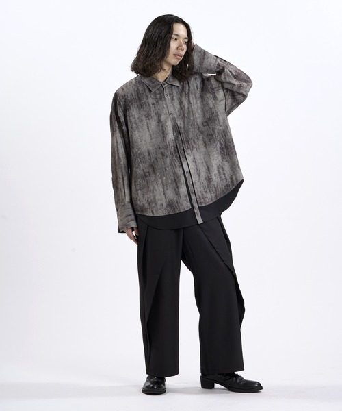 NO ID.(ノーアイディ)の「【NO ID.】Changing Layered BIG Shirt / チェンジング レイヤード ビッグ シャツ(シャツ/ブラウス・メンズ・グレー/ブラック系その他/ブラック・ONE SIZE)」の14枚目の写真
