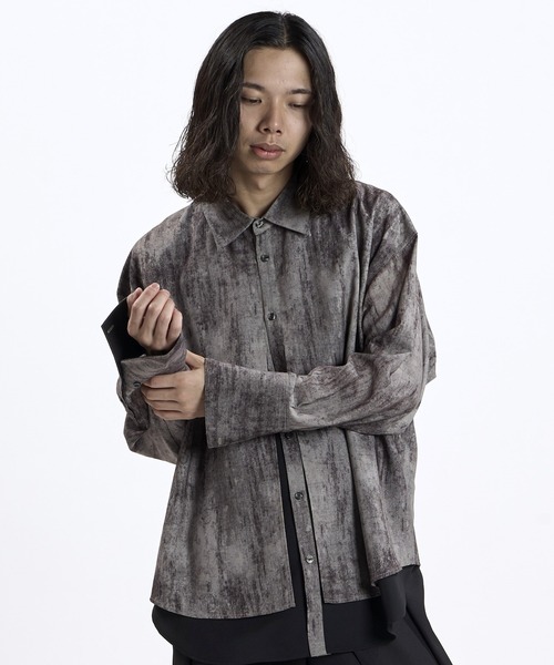 NO ID.(ノーアイディ)の「【NO ID.】Changing Layered BIG Shirt / チェンジング レイヤード ビッグ シャツ(シャツ/ブラウス・メンズ・グレー/ブラック系その他/ブラック・ONE SIZE)」の11枚目の写真