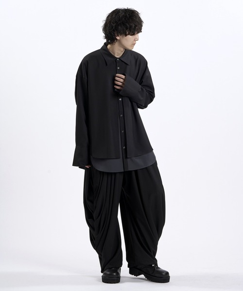 NO ID.(ノーアイディ)の「【NO ID.】Changing Layered BIG Shirt / チェンジング レイヤード ビッグ シャツ(シャツ/ブラウス・メンズ・グレー/ブラック系その他/ブラック・ONE SIZE)」の22枚目の写真