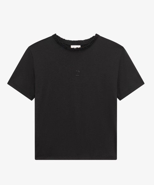 Repetto(レペット)の「ラッフルド カラー Tシャツ / S0777(Tシャツ/カットソー・レディース・ブラック・SMALL)」の1枚目の写真