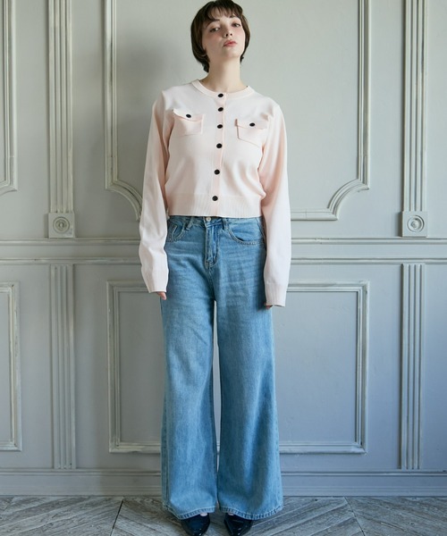 mic by Olu.(ミックバイオルドット)の「< ZOZOTOWN限定 >ボタンポケットカーディガン(カーディガン/ボレロ・レディース・チャコールグレー/ピンク・FREE)」の5枚目の写真