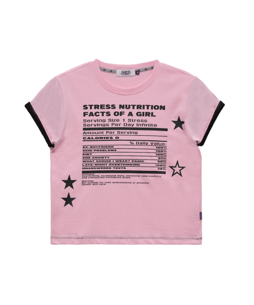 HOODHOOD(フッドフッド)の「ガールストレスニュートリション レイヤードロールアップ半袖Tシャツ ピンク(Tシャツ/カットソー・レディース・その他・0/1)」の3枚目の写真