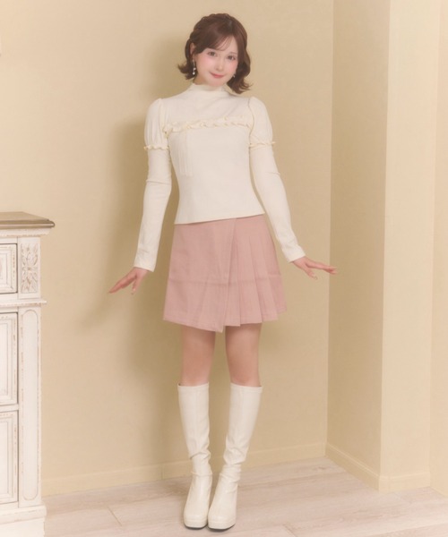 Mejoul（メジュール）の「【2026秋冬新作】パフスリーブフリル切替タートルネックトップス（Tシャツ/カットソー・レディース・アイボリー/グレー・F）」の15枚目の写真