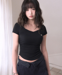 マガレットスリムクロップTシャツ[ブラック]