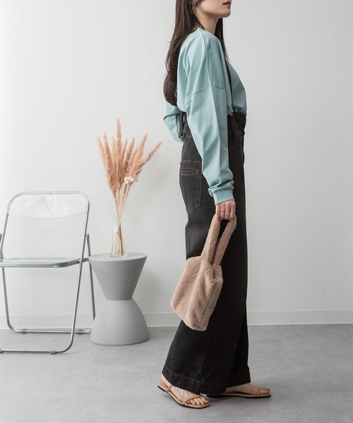 ElegChic（エレグシック）の「デニムハイウェストサスペンダーワイドパンツ（その他パンツ・レディース・ブラック/ネイビー/ネイビー系・XXL/M/XL/L/4L）」の7枚目の写真
