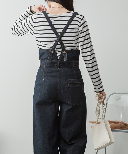 ElegChic（エレグシック）の「デニムハイウェストサスペンダーワイドパンツ（その他パンツ・レディース・ブラック/ネイビー/ネイビー系・XXL/M/XL/L/4L）」の15枚目の写真