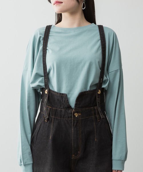 ElegChic（エレグシック）の「デニムハイウェストサスペンダーワイドパンツ（その他パンツ・レディース・ブラック/ネイビー/ネイビー系・XXL/M/XL/L/4L）」の16枚目の写真